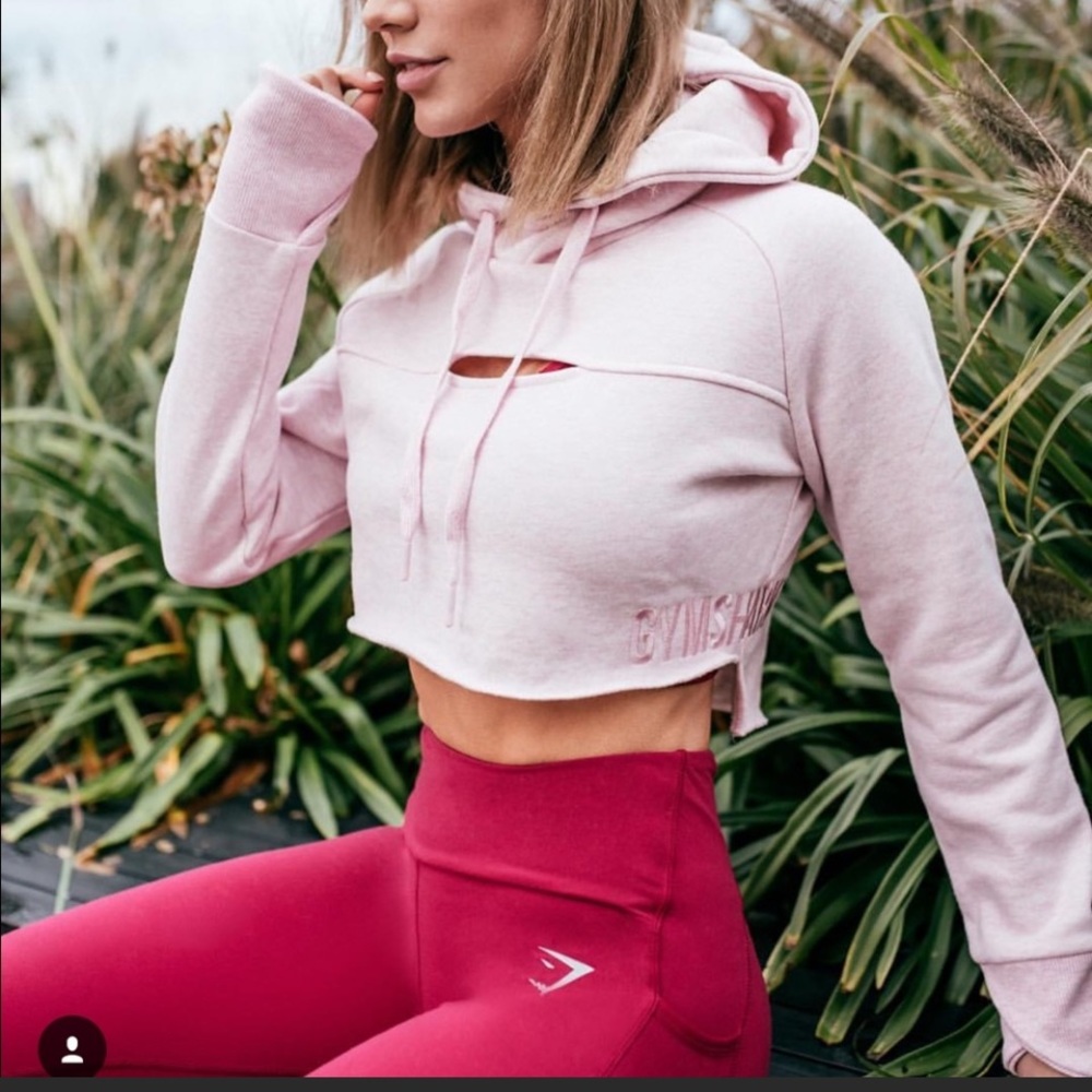 Gymshark baby pink lounge cropped hoodie